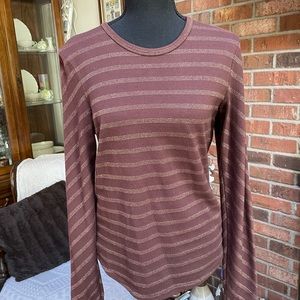 J Crew long sleeve brown and gold long-sleeve tee.